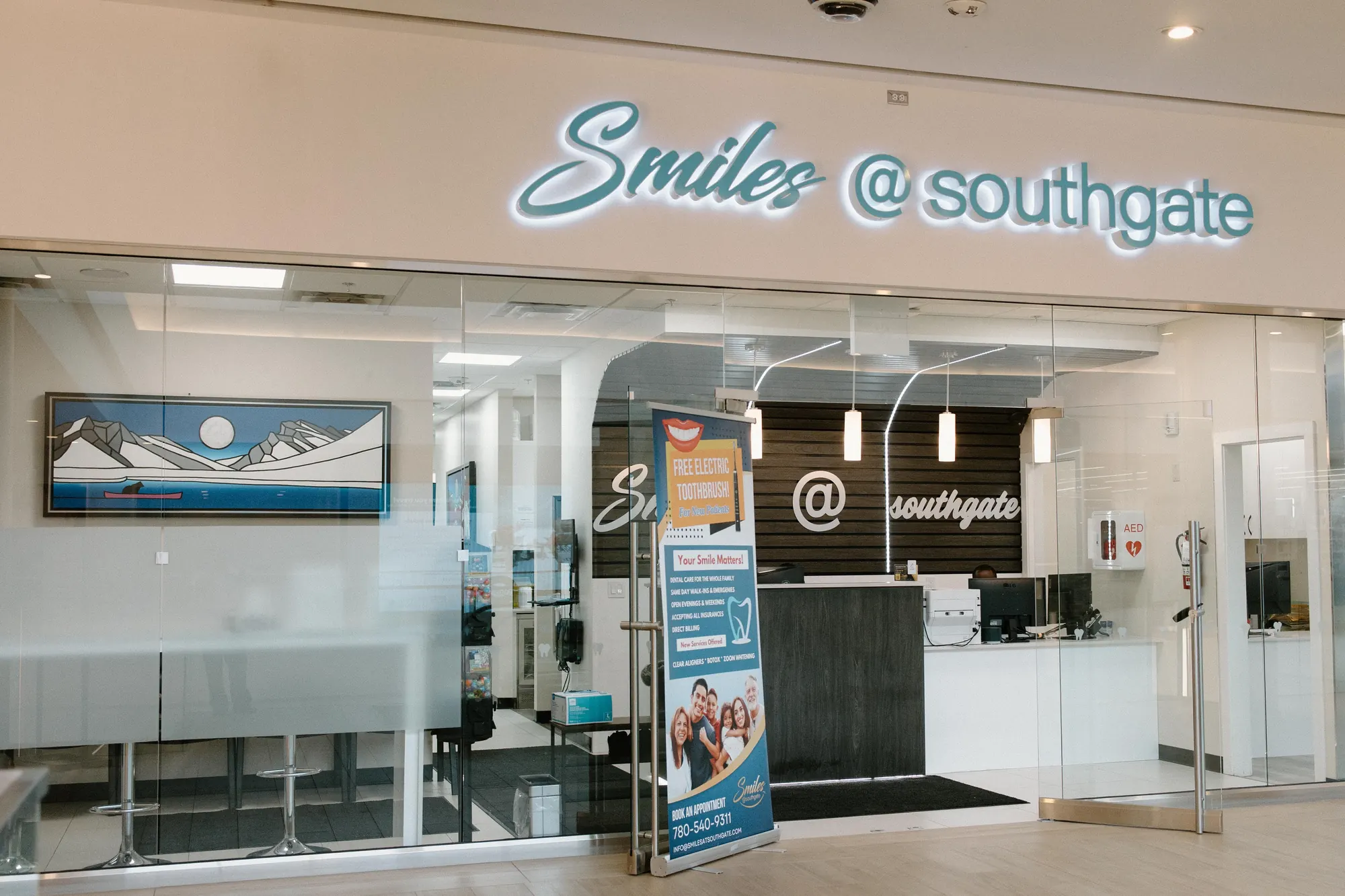 Smiles @ Southgate — glass front entrance at Southgate Centre Mall